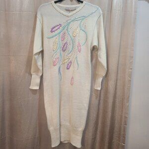 Jouret PARIS size 36 vintage embroidered sweater dress